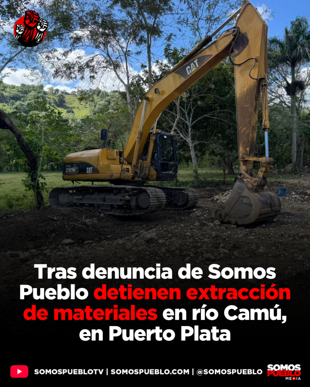 Tras denuncia de Somos Pueblo detienen extracción de materiales en río Camú, en Puerto Plata